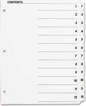 Sparco Quick Index Table Of Contents Divider