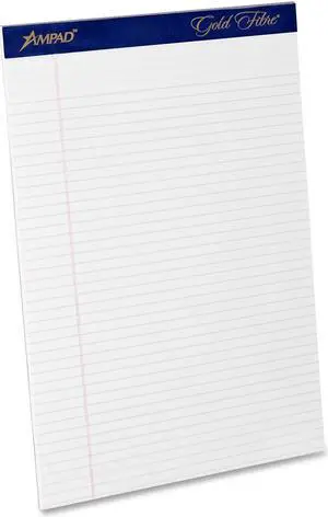 Gold Fibre Writing Pads Narrow Rule 50 White 8.5 x 11.75 Sheets Dozen 20072R