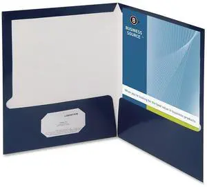 Business Source Two-Pocket Folders with Business Card Holder