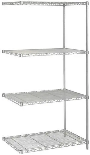 Safco 5289GR Industrial Add-On Unit - Four-Shelf - 36w x 24d x 72h - Steel - Metallic Gray