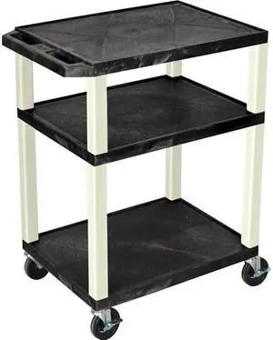 Luxor WT34E 34" AV Cart 3 Shelf, Electric Black/Putty Leg
