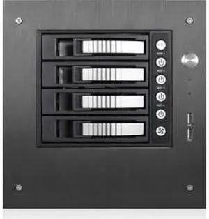 iStarUSA S-35-B4SL Black Aluminum / Steel Tower Compact Stylish 4 x 3.5" Hotswap mini-ITX Tower - Silver HDD Handle iStarUSA S-35-B4SL Black Aluminum / Steel Tower Compact Stylish 4 x 3.5" Hotswap mini-ITX Tower - Silver HDD Handle
