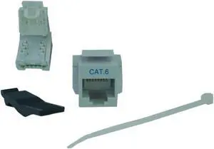Cable Wholesale Cat 6 Keystone Jack, White, Toolless, RJ45 Female