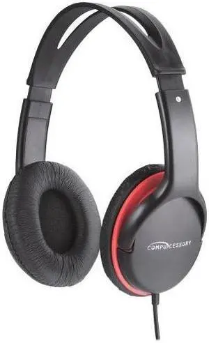 Compucessory CCS15153 Stereo Headset with Volume Control  71 in. Cord  Black- Red
