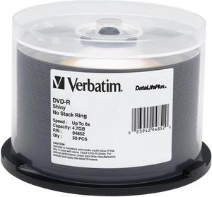Verbatim DVD-R 4.7GB 8X DataLifePlus Shiny Silver Silk Screen Printable - 50pk Spindle - TAA Compliant