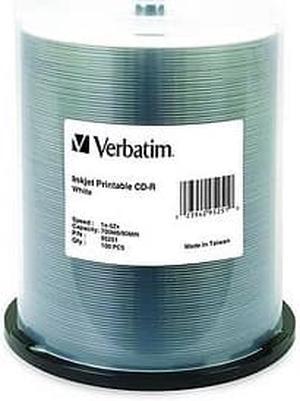 Verbatim CD-R 700MB 52X White Inkjet Printable - 100pk Spindle