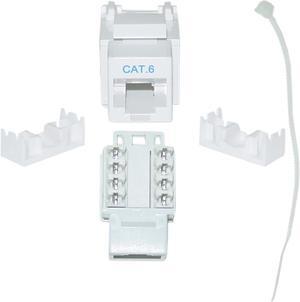Cable Wholesale Cat 6 Keystone Jack, RJ45 Female to 110 Punch Down - White