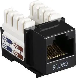 Black Box CAT6 Value Line Keystone Jack, Black, 25-Pack