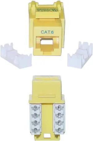 Cable Wholesale Cat 6 Keystone Jack RJ45 Female to 110 Punch Down - Yellow