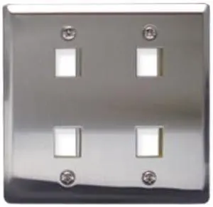 ICC IC107DF4SS FACEPLATE, STAINLESS STEEL,2-GANG,4-PORT