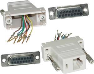 Cable Wholesale DB15 Female / RJ45 Female Modular Adapter, Color - Gray