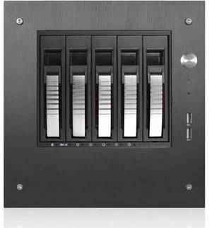 iStarUSA S-35-B5SL Black Aluminum / Steel Tower Compact Stylish 5 x 3.5" Hotswap mini-ITX Tower - Silver HDD Handle iStarUSA S-35-B5SL Black Aluminum / Steel Tower Compact Stylish 5 x 3.5" Hotswap mini-ITX Tower - Silver HDD Handle