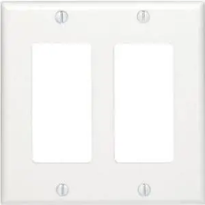 Cable Wholesale 2 Hole, Dual Gang, Decora Wall Plate White