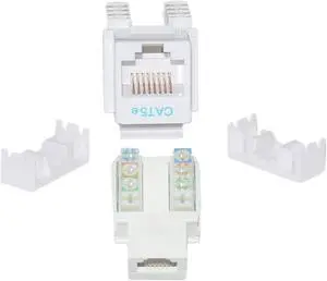 Cable Wholesale Cat 5e Keystone Jack, RJ45 Female to 110 Punch Down - White