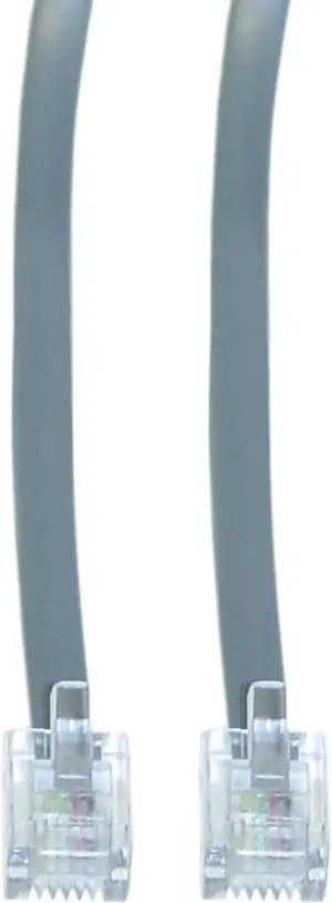 Telephone Cord (Data), RJ11, 6P / 4C, Silver Satin, Straight, 7 foot