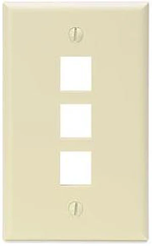 Leviton Almond Quickport 3-Port Wallplate 41080-3AP Leviton Almond Quickport 3-Port Wallplate 41080-3AP