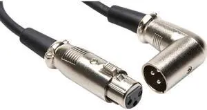 Hosa Technology Balanced Interconnect, XLR3F to Right-angle XLR3M, 1.5 ft