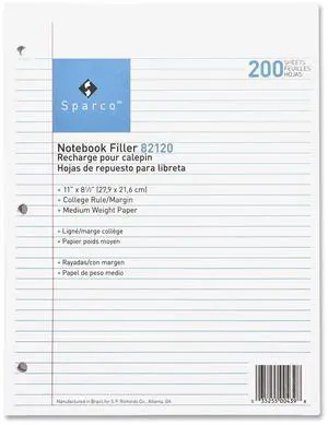 Sparco Notebook Filler Paper
