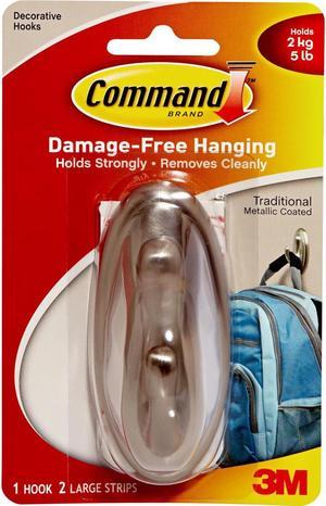 Decorative Hooks, Traditional, Large, 1 Hook and 2 Strips/Pack 17053BNES