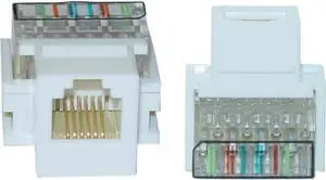 Cable Wholesale Keystone Insert, Phone Jack, Tooless, RJ11 / RJ12 Female to Wire Insert - White