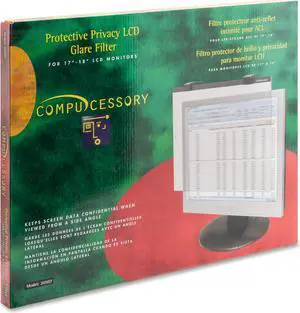 Compucessory 20507 Security Glare Filter Tempered Glass Fits 17in Screen