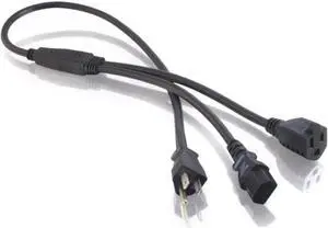 3FT 16 AWG 1-TO-2 POWER CORD SPLITTER (NEMA 5-15P