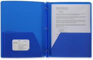 Business Source Poly Portfolio 3 Prong 2 Pkts LTR .3mil Blue 20886