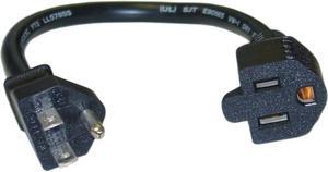 Cable Wholesale Power Extension Cord NEMA 5-15P to NEMA 5-15R 10 Amp UL / CSA rated 1 foot - Black