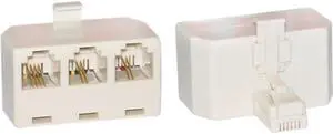 Cable Wholesale RJ11-RJ12, Line 1, Line 2, Line 1 + 2, 1 Plug to 3 Jack T Adaptor