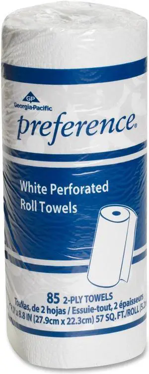 Georgia-Pacific Blue Select Two-Ply Perforated Paper Kitchen Roll Towels, 2-Ply, 11 x 8.8, White, 85/Roll, 30 Rolls/Carton