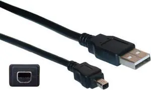 Cable Wholesale USB Type A Male / Mini-B Male Cable 4 Pin Black 6 ft
