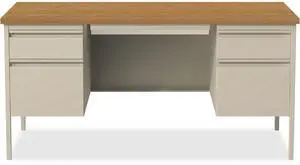 Lorell Double Pedestal Desk 60"x30"x29-1/2" Putty Oak 60926 Lorell Double Pedestal Desk 60"x30"x29-1/2" Putty Oak 60926