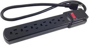 Comprehensive 6-Outlet Black Surge Protector 12Ft AC Cord