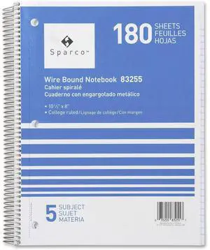 Sparco Wirebound College Ruled Notebooks