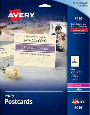 Avery Laser, Inkjet Print Postcard