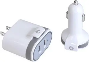 SIIG Fast Charging USB Wall Charger & Car Charger Bundle Pack - White