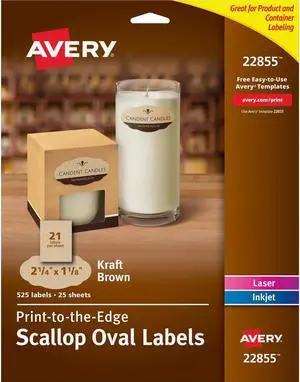 Avery Kraft Brown Scalloped Labels