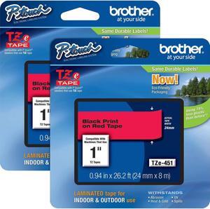 Brother TZE451BD P24mm (0.94") Black on Red tape for P-Touch Label Printer 8m (26.2 ft) - 2/Bundle