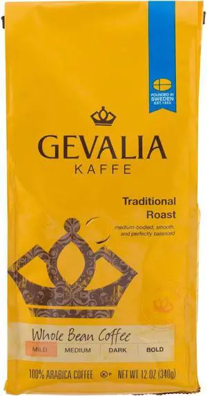 Gevalia Whole Beans Traditional Coffee, 12 oz Bag