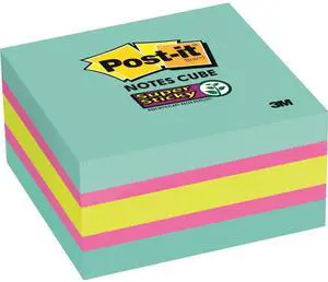 3M Post-it Note Cube Super Sticky 3"x3" 360/Cube Aqua Wave 2027SSAFG