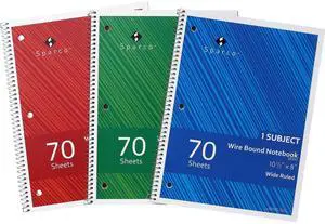 Sparco Wide Ruled Wire-bound Notebook