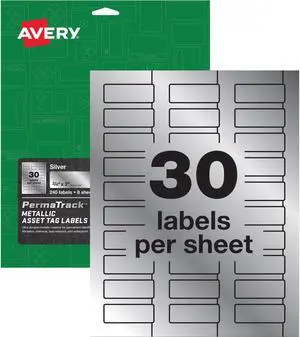 Avery® PermaTrack Metallic Silver Asset Tag Labels