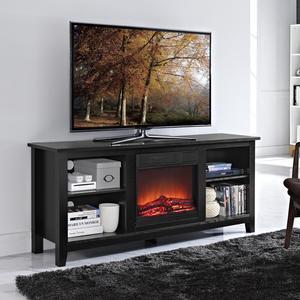 Black fireplace TV stand
