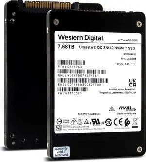WD Ultrastar DC SN640 7.68TB PCIe Gen3.1 x4 U.2 NVMe 2.5" SSD (WUS4BB076D7P3E1)