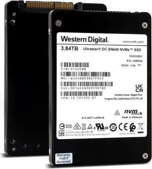 WD Ultrastar DC SN640 3.84TB PCIe Gen3.1 x4 U.2 NVMe 2.5" SSD (WUS4BB038D7P3E3)