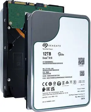 Seagate Exos X18 12TB SATA 7,200 RPM 6Gb/s Enterprise HDD (ST12000NM000J)