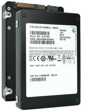 Samsung PM1633A 7.68TB 2.5" SAS 12GB/S SSD Drive MZILS7T6HMLS-000C3 SSD - Solid State Drives