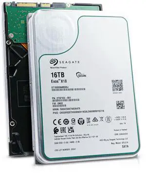 Seagate Exos X18 ST16000NM000J 16TB 7.2K RPM SATA 6Gb/s 512e 256MB Cache 3.5in Recertified Hard Drive Seagate Exos X18 ST16000NM000J 16TB 7.2K RPM SATA 6Gb/s 512e 256MB Cache 3.5in Recertified Hard Drive