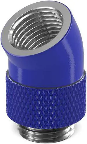 PrimoChill Male to Female G1/4 30 Degree Rotary Elbow Fitting -  True Blue
