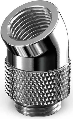 PrimoChill Male to Female G/14 30 Degree Rotary Elbow Fitting - Silver Nickel